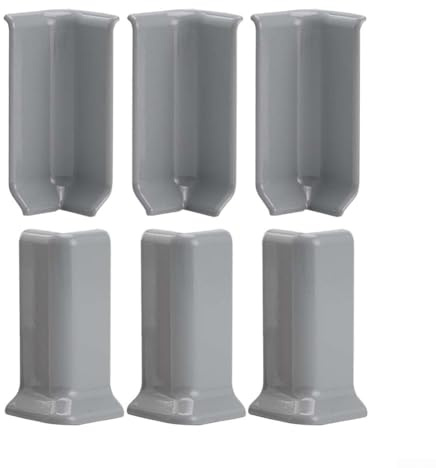 6 blocchi angolari per battiscopa, 3 connettori interni + 3 angoli esterni, per battiscopa altezza 8 cm, per finiture da parete di casa (M grigio)