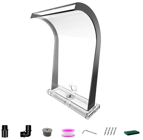 LONGRUNNEW Fontana curva a cascata in acrilico, con accessori, per laghetti, cascate S, esterni, fontane per giardino, patio, piscina, decorazione, 51 cm