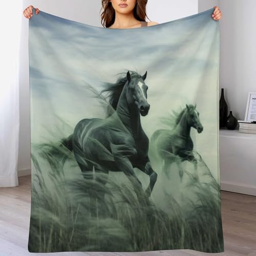 AAPZY Pferd Decke Fleecedecke Geschenk Damen Männer Mädchen Jungen Vier Jahreszeiten Super Weich Und Bequem Plüschdecke Sofa Schlafsofa Büro （150×200cm）