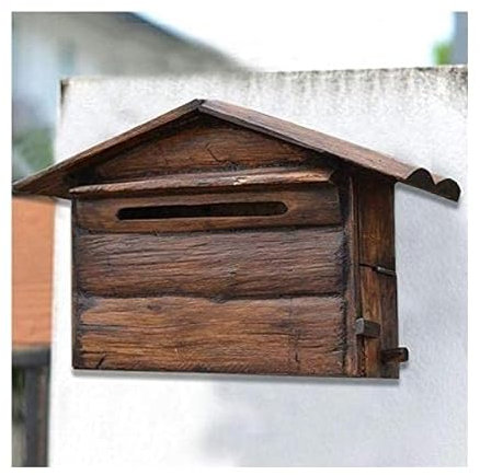 An der Wand montierter Briefkasten, an der Wand montierte Briefkästen Kreativer Retro-Briefkasten aus Holz Abschließbare Sicherheitsbriefkastenpfosten Briefkasten für Außentore