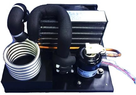 Acondicionador de aire Enfriador de serpentín de acero inoxidable DV1910E-S, 12 V CC, 130 W de capacidad, refrigerante R134A, unidad de enfriamiento portátil compacta