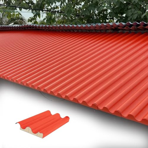 Paneles para Tejado Láminas de Aluminio Corrugado Naranja para Techos, 1 2 5 8 Piezas, Paneles Laterales, Tejas para Techos, Cubiertas para Toldos de Exterior, Paneles de Techo con Revestimiento(1pc,L