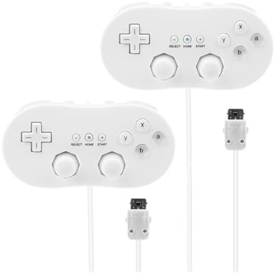 Straße Game 2 X Manettes Classiques Pro Wii/Wii U – Pack 2 Joueurs – Prise en Main Ergonomique – Compatibles Jeux Virtuels et WiiWare – Longueur Câble 1,20 m – Blanc
