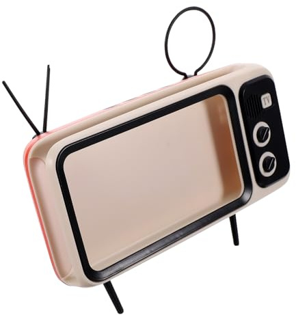 BRIGHTFUFU Retro Tv Phone Holder Wireless Speaker round Plastic Smartphone Stand Creative Delicate Desktop Bracket Orange for Mobile Phone