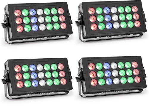 4 Pièces 21PCS RGBW LED Stroboscopique Wallwasher Lumière, 315W d-mx Contrôle du Son Lumière de Scène 30° Lentille 32CH Programmable 63 Effets pour Théâtre Bar Mariage Soirée DJ