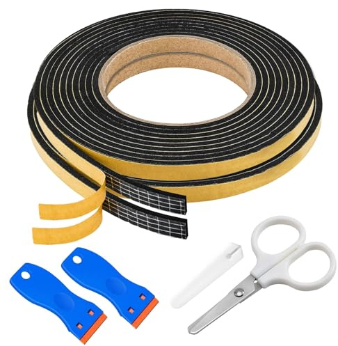 2 Rotoli Nastro Sigillante per Piano Cottura,10 mNastro Sigillante Impermeabile,6 x 3 mm Nastro Gommato Adesivo,Nastro di Montaggio per Piani Cottura Guarnizione Adesiva Gomma + Raschietto e Forbici