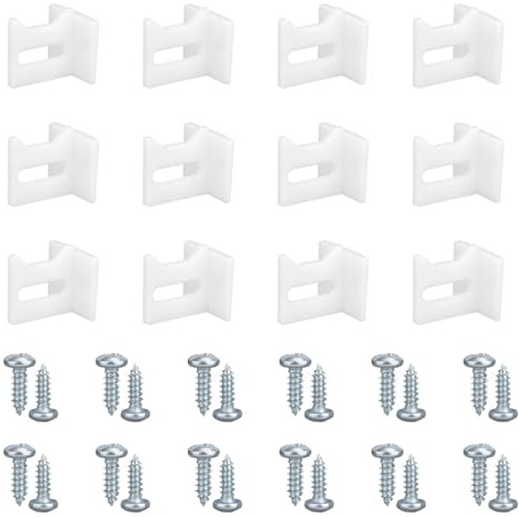 Tinoaly 12pcs N7015 Pocket Door Guide, Plastic Door Bottom Guide Kits with 24 Mounting Screws Durable Hardware for Sliding Closet Floor Track System (White)