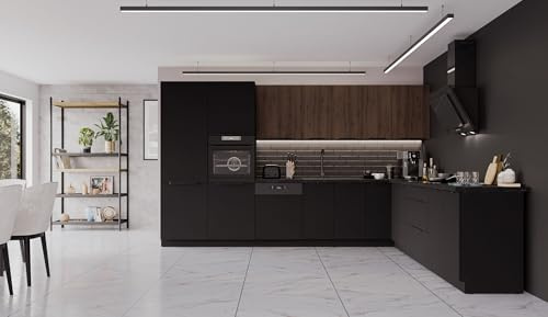 Kuechen-preisbombe Winkelküche Siena + Monza 350x290 cm Küchenzeile Eckküche Küche Nußbaum Schwarz