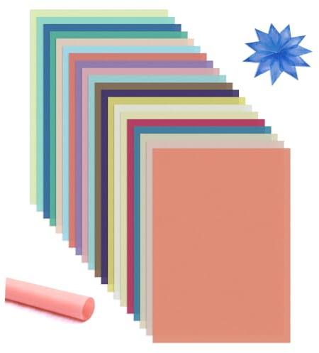 YZROHYI 20 Pezzi Carta Trasparente Colorata 29.7 X 21 CM,Carta da Lucido Trasparente Fogli A4,Tracing Paper,Cartas Lucida per Stampante Multicolore,Cartas Fatta A Mano per Disegno Artistico per DIY
