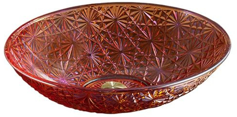 ZYCDP Glaswaschbecken Bad Oval Waschbecken Bad Kristall Ohne Hahnloch 505 X 355 X 150 mm Rot