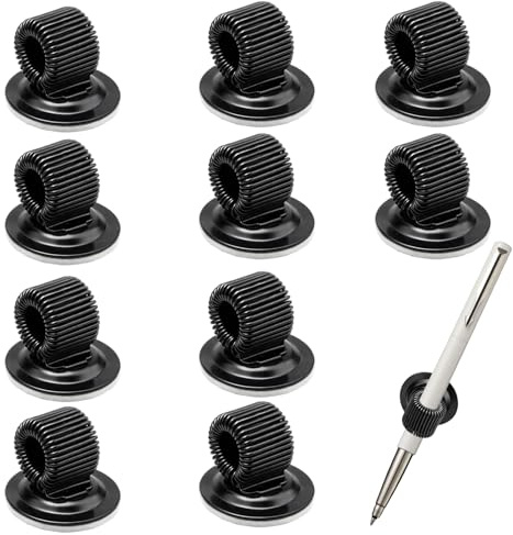 10PCS Selbstklebender Stifthalter Clips, Agnetischer Stiftehalter für Whiteboard Kühlschrank Pinnwand Stifthalter Magnetisch für Marker Kugelschreiber und Bürobedarf Stiftschlaufe Selbstklebend