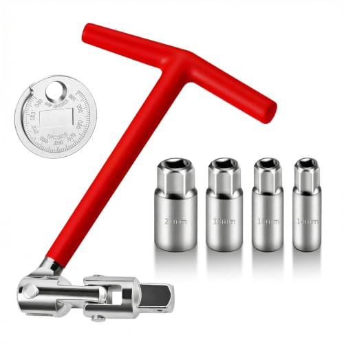 SZHUGEKI 6 Zündkerzenschlüssel Set,14/16/18/21mm,T-Griff,Rot