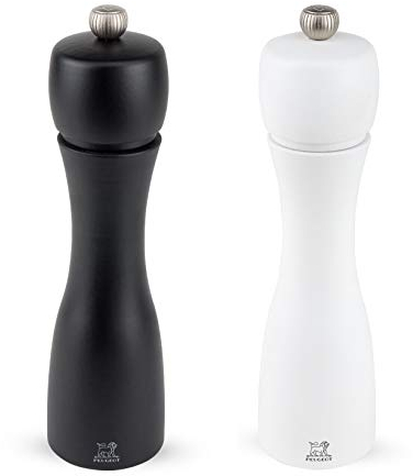 PEUGEOT Tahiti Mühlen-Set Pfeffer/Salz, Klassische Mahlgradeinstellung, Höhe: 20 cm, Holz, Weiß/Schwarz, 2/24277