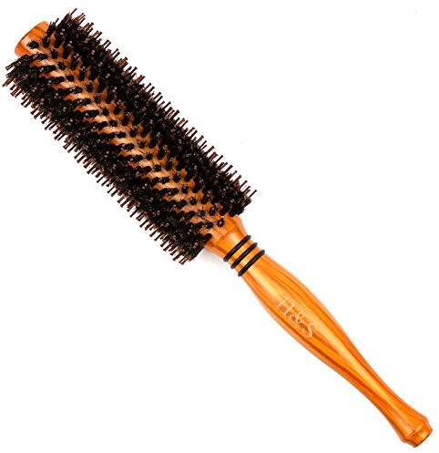 H&S Rundbürste zum Föhnen und Stylen - 50mm Rund - Natürliche Damen & Herren Haarbürste aus Holz mit Wildschweinborsten für voluminöses Haar und den Bart