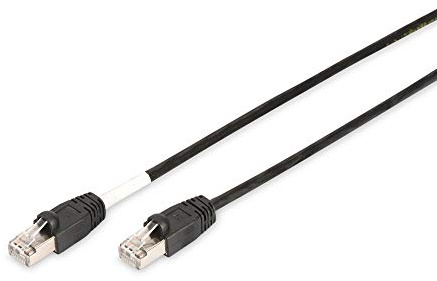 DIGITUS Cable de red para exteriores Cat 6 – 3 m – 1 Gbit/s – Negro | S/FTP apantallado – PoE++ y RJ45 – Resistente a los rayos UV – Cubierta exterior de LDPE – 250 MHz – Compatible con Cat 6A