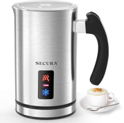 Secura Electric Milk Frother, Automatic Milk Steamer Warm or Cold Foam Maker for Coffee, Cappuccino, Latte, Stainless Steel Milk Warmer with Strix Temperature Controls