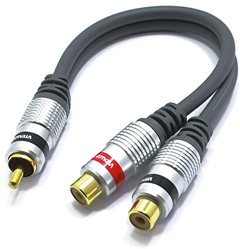 VITALCO RCA Male To 2 Female Y Splitter Adapter to Stereo Audio Phono Cable Gold OFC