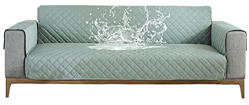 Carvapet Sofabezug wasserdichte Sofaüberwurf Antirutsch Sofahusse Schutz vor Haustier Katze Hunde Sofa überwurf Couch überzug für Sofa (Hellgrün, 3 Sitzer)