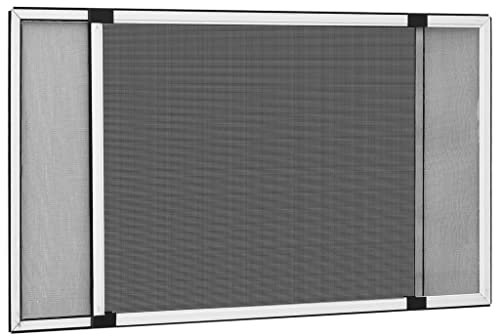 vidaXL Extendable Insect Screen for Windows - Durable and Weather-Resistant with Aluminium Frame - Easy to Install & Customizable Size - Ideal for Roller Shutter Window - White Frame, Black Mesh