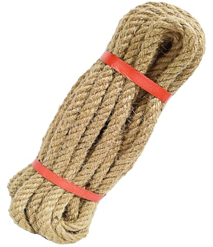 Dubest Juteseil 10MM 10M Hanfseil Natur Juteschnur Jutegarn Tauwerk Paketschnur Dicke Jutekordel für Bündelung Tauziehen Bündel Garten Dekorationen Kratzbaum