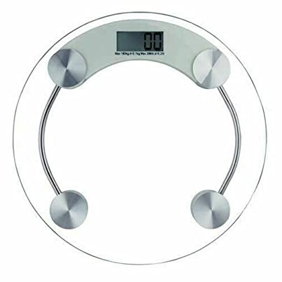VIVAAS 180Kg/ 396 LBS Electronic Glass Weight Scale Machine With LCD Digital Display & Large Platform For Bathroom Personal Body Weight (Round Glass)