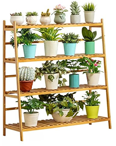 Blumentreppe 4-stöckiger Bambus-Pflanzenständer, Leiterregal, Ecke, Blumentöpfe, Halter für drinnen und draußen, Präsentationsständer für mehrere Pflanzen für Balkon, Garten, Wohnzimmer (Size : 100x3