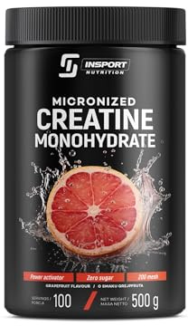 Creatin Monohydrat Pulver Grapefruit Geschmack 500 g – mit Taurin & Vitamin B6 – Kreatin Supplement für Muskelaufbau, Energie & Leistung im Training