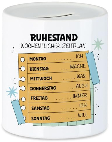 Hey!Print Ruhestand Wöchentlicher Zeitplan Spardose Wochenplan Zeitplan Ruhestand Pension Plan Tagesstruktur Rente