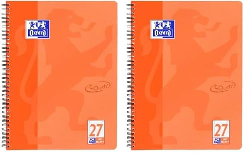 Oxford Touch Collegeblock A4, liniert mit Doppelrand, 80 Blatt, koralle (Packung mit 2)
