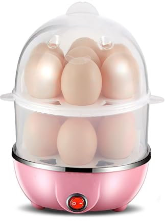 Cocedor de huevos, vaporizador de huevos de doble capa, capacidad para 14 huevos, máquina para hervir huevos, cocedor de huevos duros, vaporizador eléctrico antiseco para alimentos, para huevos duros
