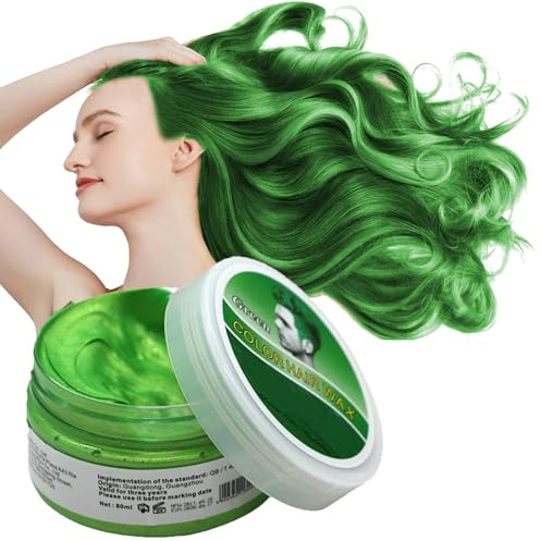 Temporary Hair Color Wax, Hair Dye Semi Permanent hair dye, Hair Spray Temporary Hair Wax Hair Style dye Mud Wash Out Easily for Men & Women Instant Styling 100g (GREEN)