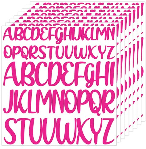 416 Stück 8 Blatt Buchstaben Aufkleber, 2,5cm 5cm Großbuchstaben Aufkleber Selbstklebend Wasserfest Vinyl Alphabet Aufkleber für Sammelalbum Dekoration Kunst Handwerk Poster (Rosenrot)