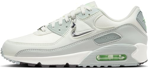 Nike Mujer Air MAX 90 Se, Zapatillas, Sail Metallic Silver Sea Glass, 38.5 EU