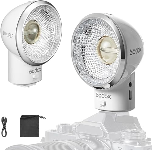 Godox Lux ELF Retro-Kamerablitz Camera Flash GN6 400 Blitze bei voller Leistung 5 Leistungsstufen, S1/S2 optische Steuerung für Fuji, Canon, Nikon, Sony, Olympus DSLR Kamera