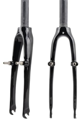 BSFHQS 20 451/406 Falträder Starre Gabeln 16 305 BMX Vorderradgabel 28,6mm Gerad Rohr Vollcarbon Fahrradgabeln, 74MM Schnellspanner Fahrradgabel QR V-Brake Harte Gabel(Gloss Black A,16IN)