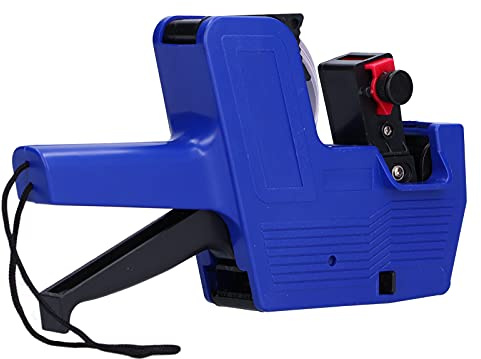 Label Gun Price Tagging with 10 White Labels and Red Lines + Blue Ink | Easy to Use Price Labeler for Retail and Home Organization