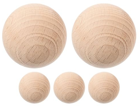 Wooden Croquet Balls Replacement Set 5 Pack Unfinished Beech Wood Balls for Lawn Game Outdoor Play Crafting and Painting