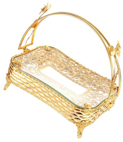Alipis Iron Art Handle Fruit Serving Basket Multipurpose Storage Basket for Countertop End Table Use