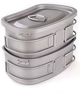 Camping Lunchbox Edelstahltopf mit Deckel und Teller für Camping Picknick und Outdoor Amping Topfset Ultraleichte Lunchbox Tragbare Schüssel Picknick Kochgeschirr Geschirr Kantine