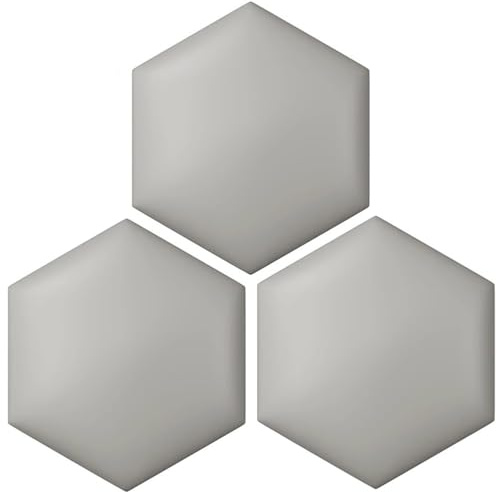 Wzmazingly 3D Wandpaneele Gepolstert, Packung mit 2/3/4, Wanddekoration Selbstklebend Hexagon Kollisionsschutz Kopfteil Wandkissen für Kinderzimmer, Wohnzimmer(Light Gray,30x34.5cm-3pcs)