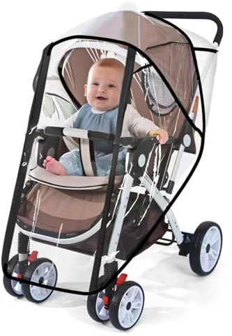 Evolpor Universal Rain Cover for Pushchair, Breathable Rain Cover for Pram Universal, Universal Stroller Accessory, Baby Travel Weather Shield for Rainproof, Wind Proof, Insect Proof, Dustproof