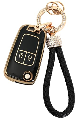XUKEY Autoschlüssel Hülle TPU für Opel Vauxhall Astra J Chevrolet, 2 Tasten | Schlüsselhülle für Opel Vauxhall Astra J Insignia Meriva Zafira Adam Chevrolet Aveo Cruze, mit DON'T TOUCH MY KEY Muster