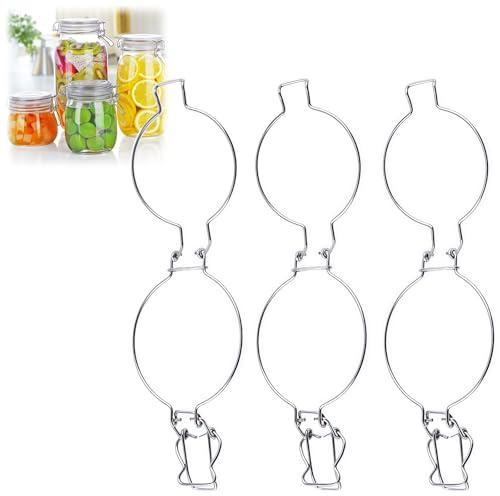 3Pcs Glass Jar Wire Clamp,Jar Met/al Sealing Buckle,Jar Wire Clamp Versatile Fastenings,Sealed Buckle Locking Fastenings,Jar Seal Wire Clips,Portable Storage Accessories,Versatile Storage Accessories