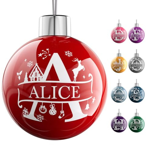 Personalisierte Weihnachtskugeln mit Buchstaben - Individuelle Christbaumkugel Personalisiert-Weihnachtskugel mit Namen, Persönliche Geschenke für Kinder, Eltern, Paare & Haustiere