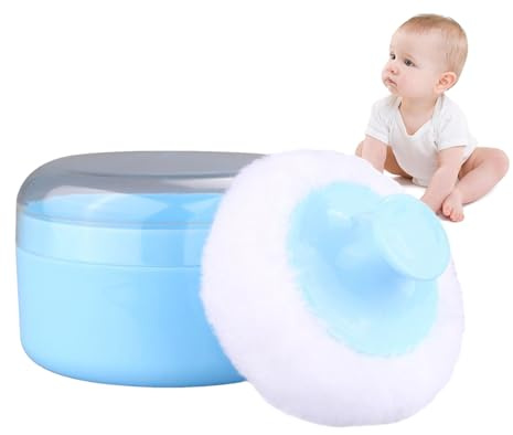 Babypulverbehållare med puff - ABS | Puffset och behållare för babypuder | pulverlåda | behållare och för barnvård och