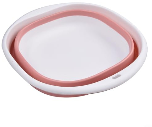 Collapsible Washing Up Bowl for Kitchen, Bathroom and Camping - Foldable Sink Basin with Non-Slip Bottom, Hanging Holes, PP+TPR Materia(White+Grey S)