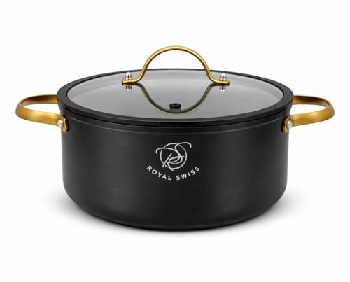 Schmortopf Kochtopf - Marmor Antihaft Cast Aluminium Pot mit Silikon Deckel & Dampfventil, Induktionsgeeignet, Gleichmäßige Wärmeverteilung, Cool Touch Griffe, Familien Koch Topf - 20 cm