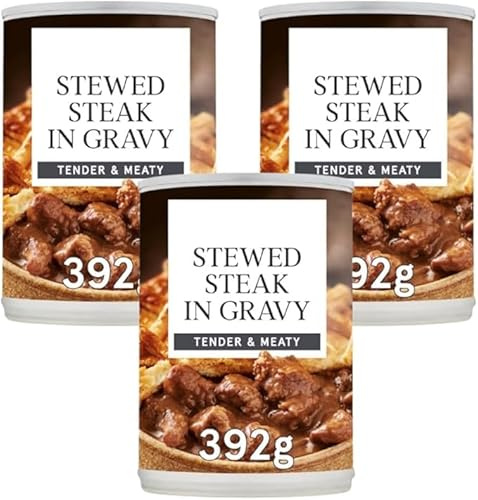 Stewed Steak in Rich Gravy, Tender Beef Chunks, 392g, Pack Of 3