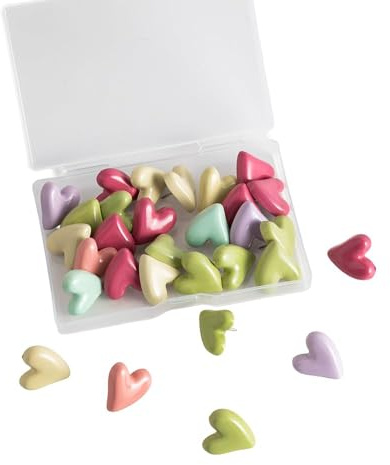 30 Stück herzförmige Pinnadeln, Reißzwecken Herz in Pastellfarben, süße Herz Reißzwecken für Pinnwand, Korktafeln, Fotowand & Büro, Herz Push Pins,dekorative herzförmige Reißnägel mit Aufbewahrungsbox