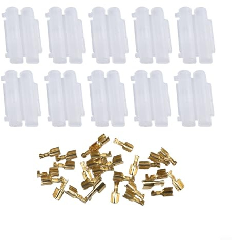 Confezione da 10 portafusibili in linea, 6 x 30 mm, con guscio a crimpare a pressione, per uso automobilistico, per biciclette e quad, protezione per fusibili elettrici, 250 V, 20 A (guscio nero +